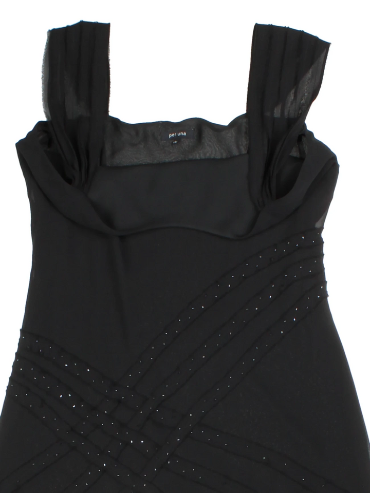 Y2K Black Embellished Midi Dress (Size M)