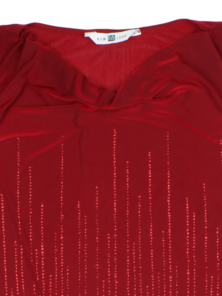 Y2K New Look Red Embellished Top (Size M)