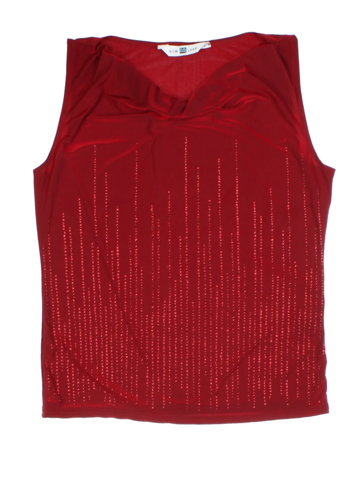 Y2K New Look Red Embellished Top (Size M)