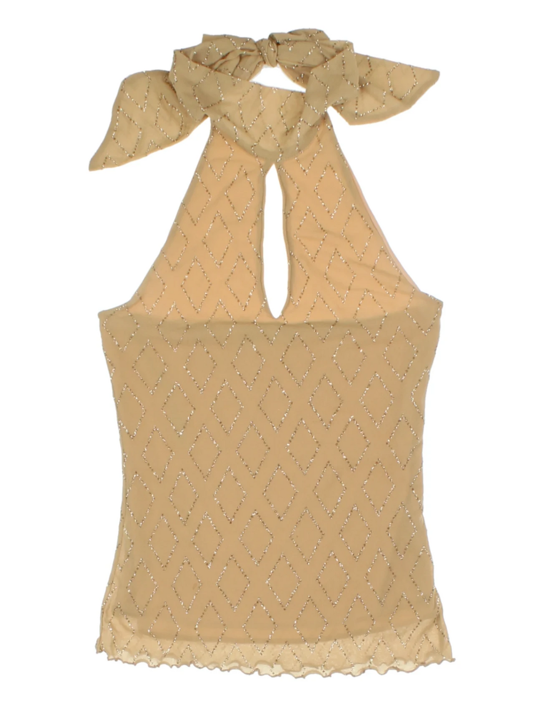 Y2K Tan Embellished Key Hole Top (Size XS)