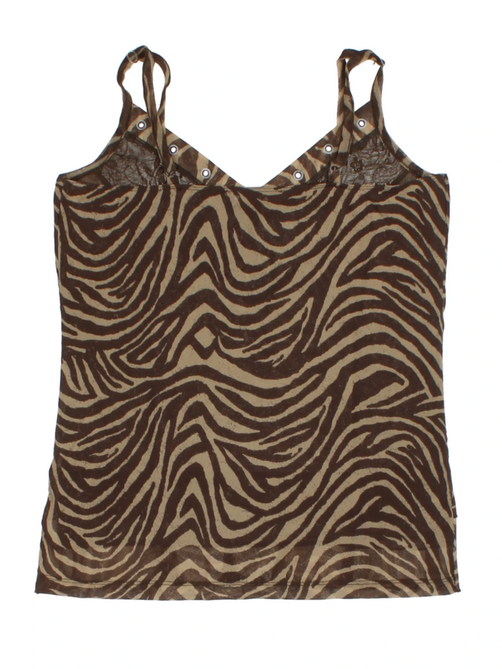 Y2K Brown Zebra Print Tank Top (Size M)