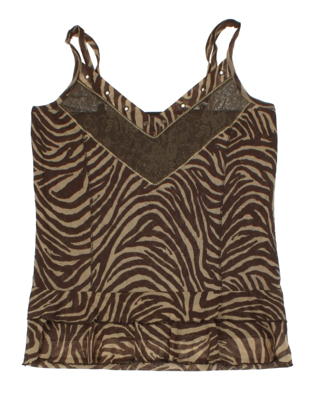 Y2K Brown Zebra Print Tank Top (Size M)