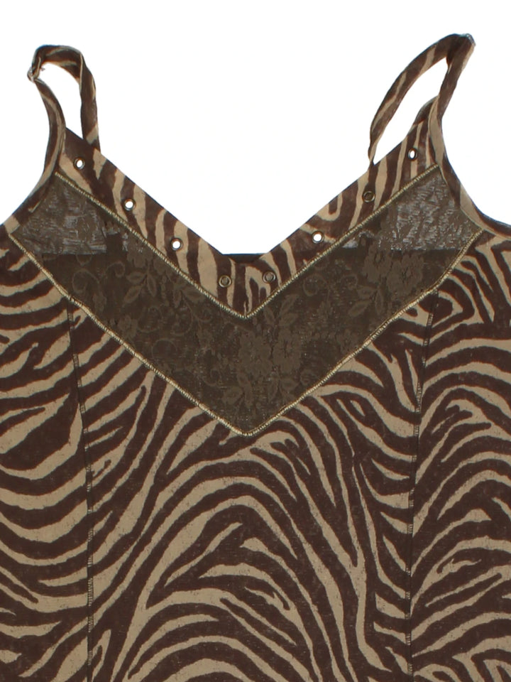 Y2K Brown Zebra Print Tank Top (Size M)