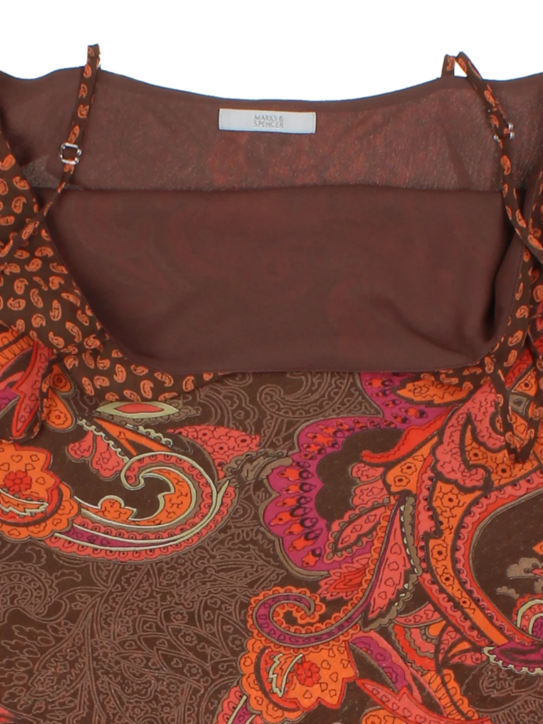 Y2K Brown Paisley Print Layered Top (Size M)