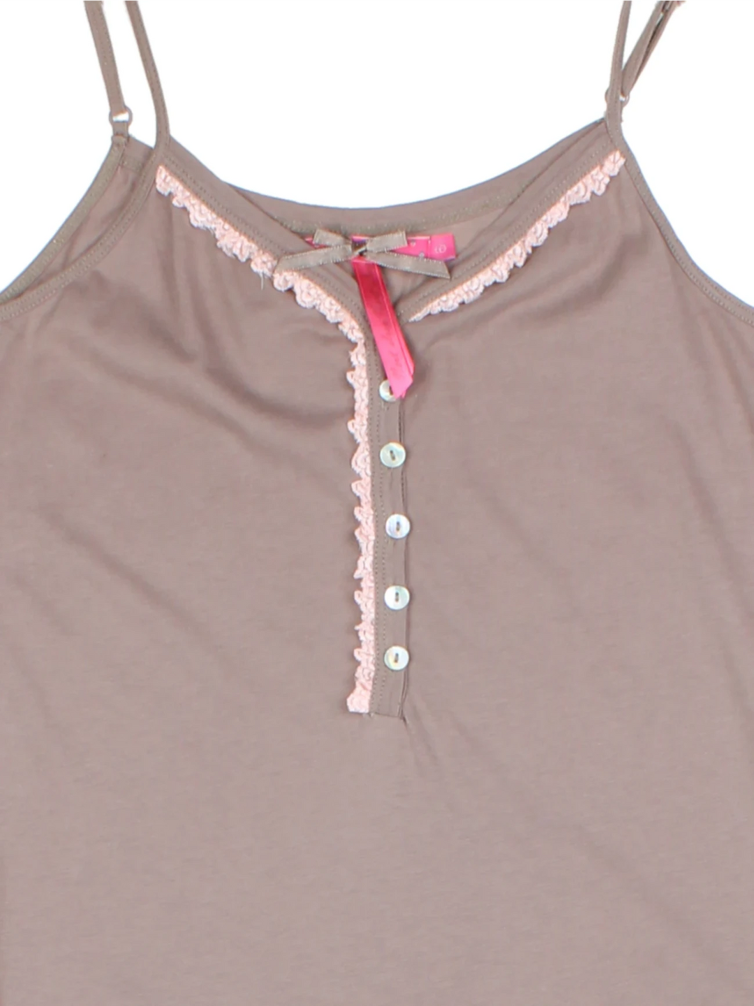 Y2K Brown V-Neck Ruffled Tank Top (Size S)