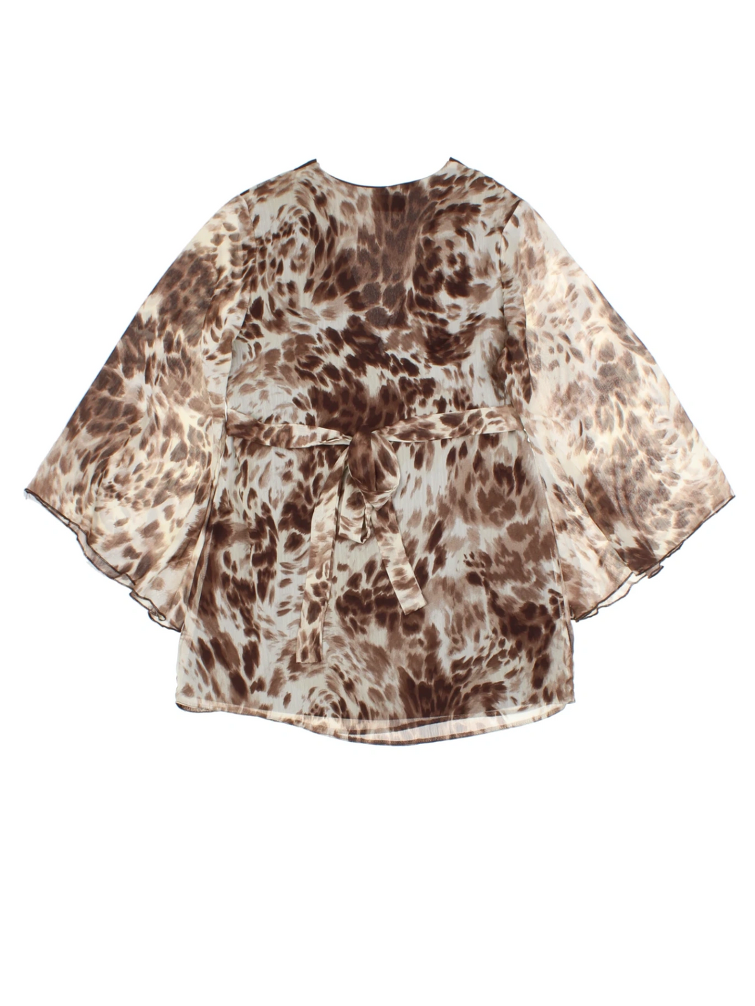 Y2K Brown Sheer Animal Print Kimono Top (Size S)