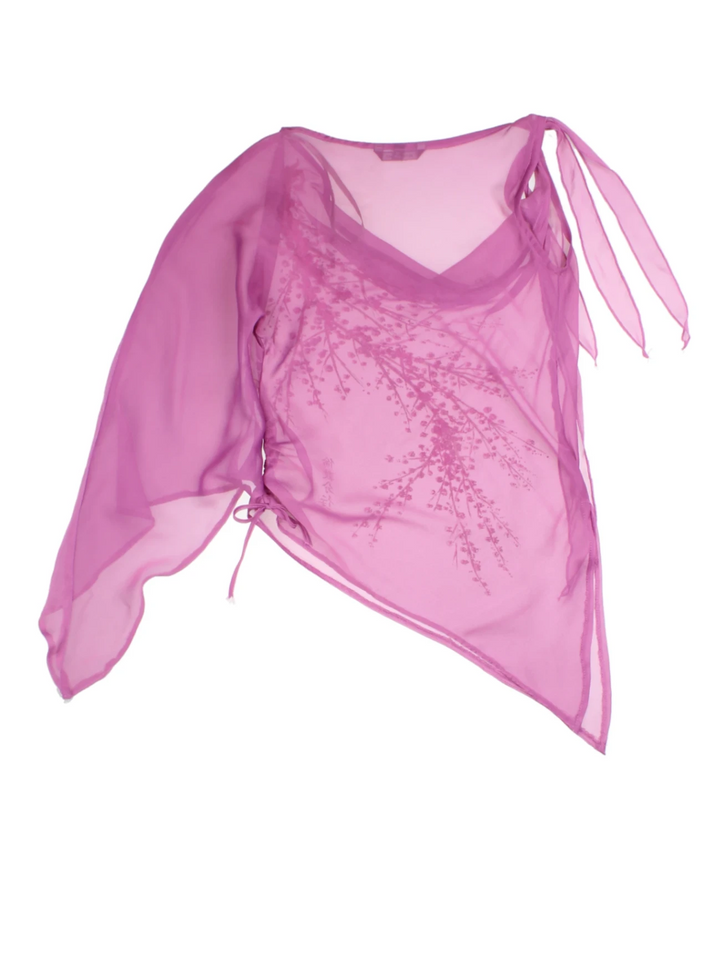 Y2K Pink Asymmetrical Embellished Top (Size XS)