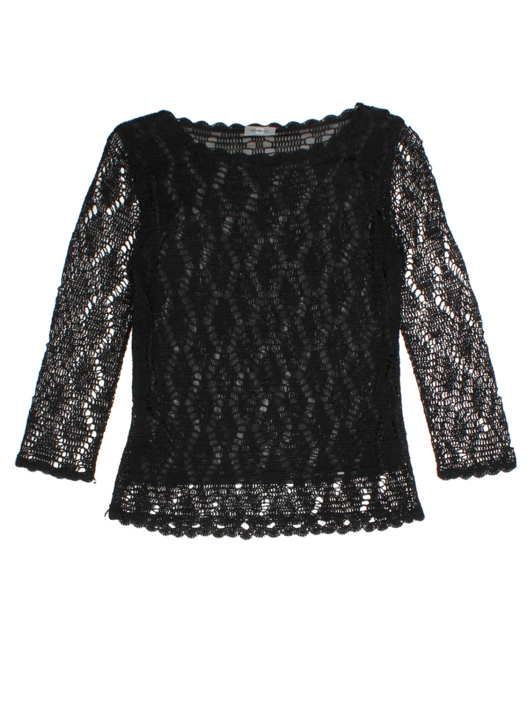 Y2K Black Lace 3/4 Sleeve Top (Size S)