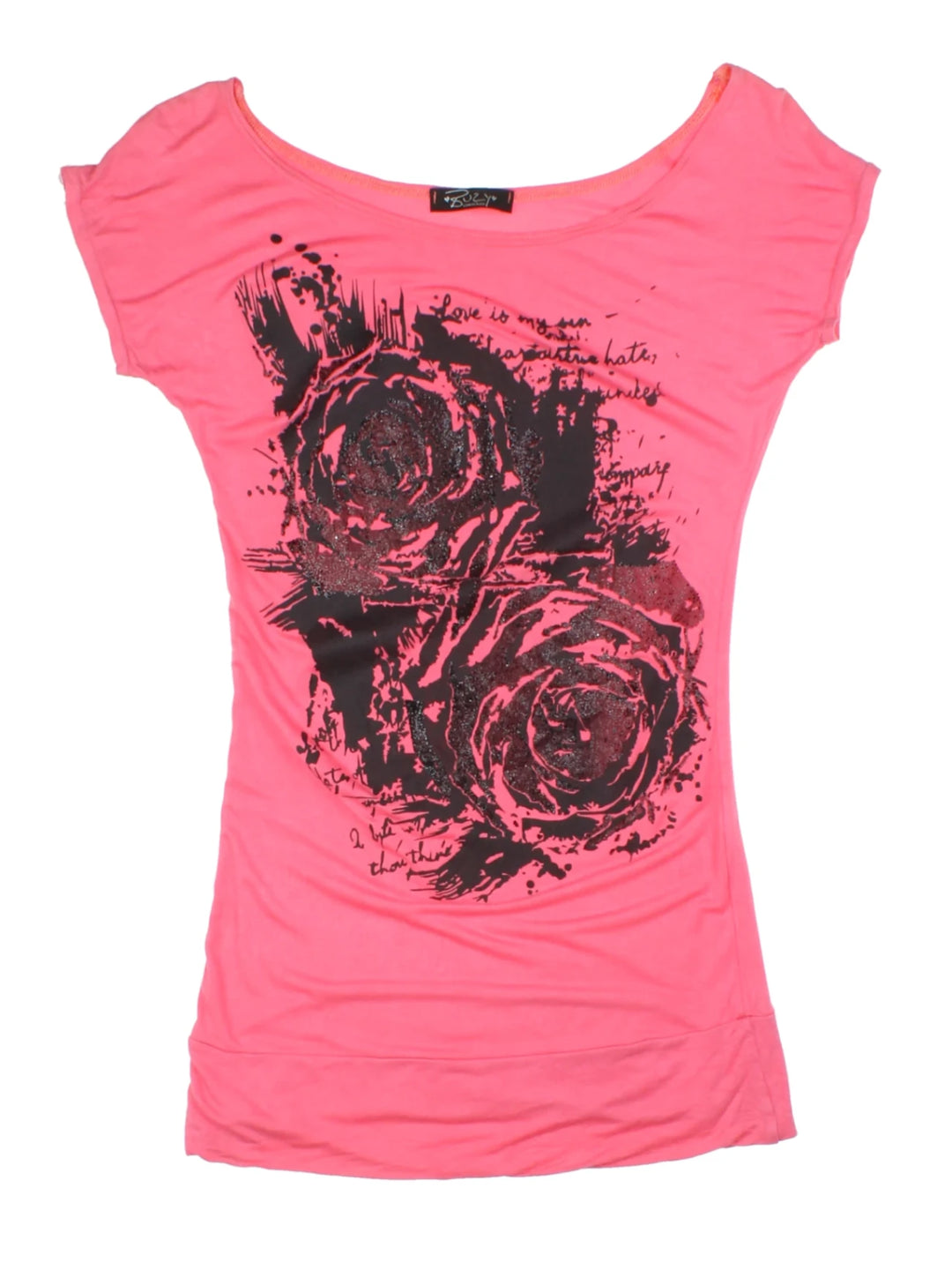 Y2K Pink Graphic Asymmetric Top (Size M)