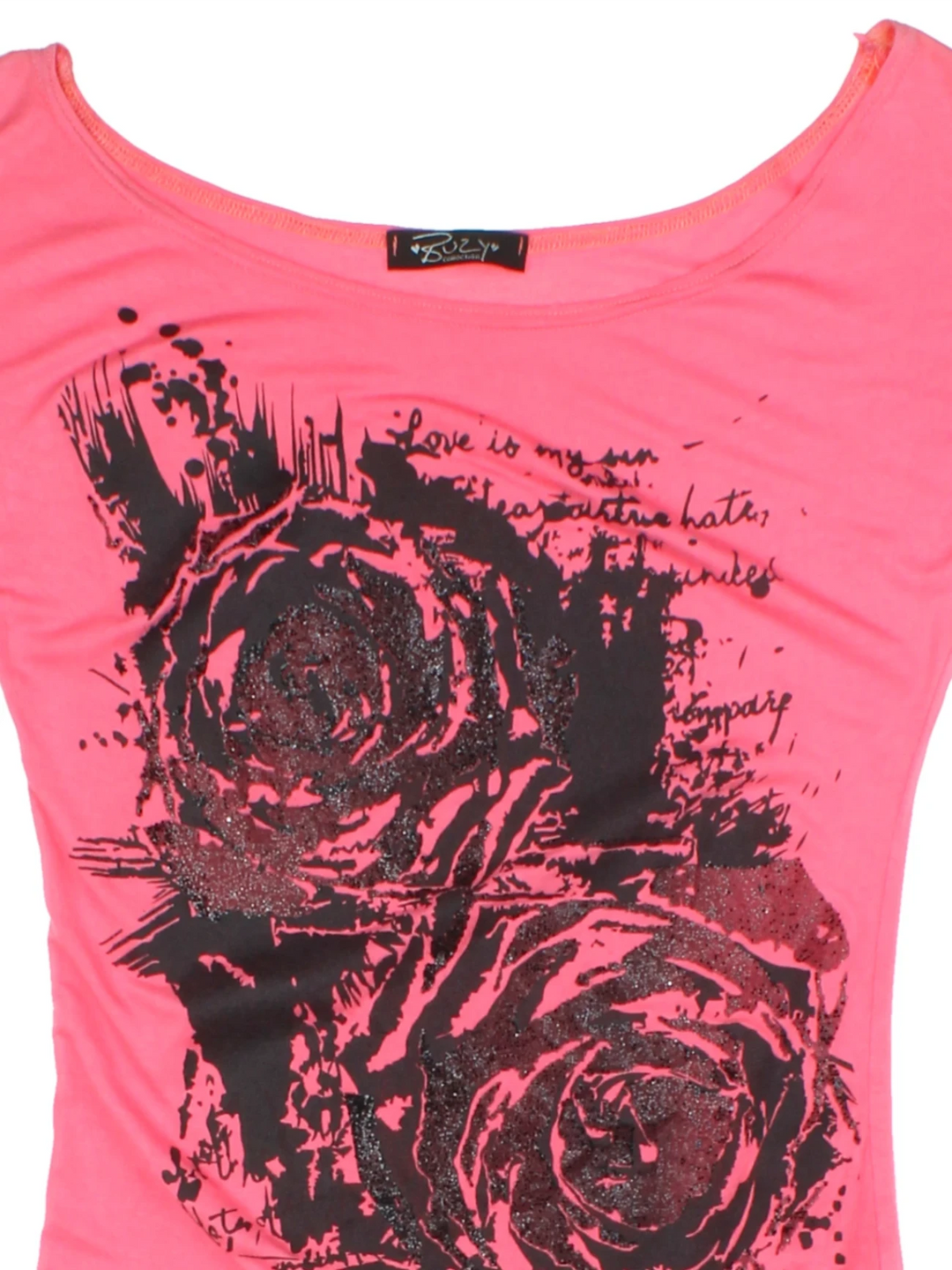 Y2K Pink Graphic Asymmetric Top (Size M)