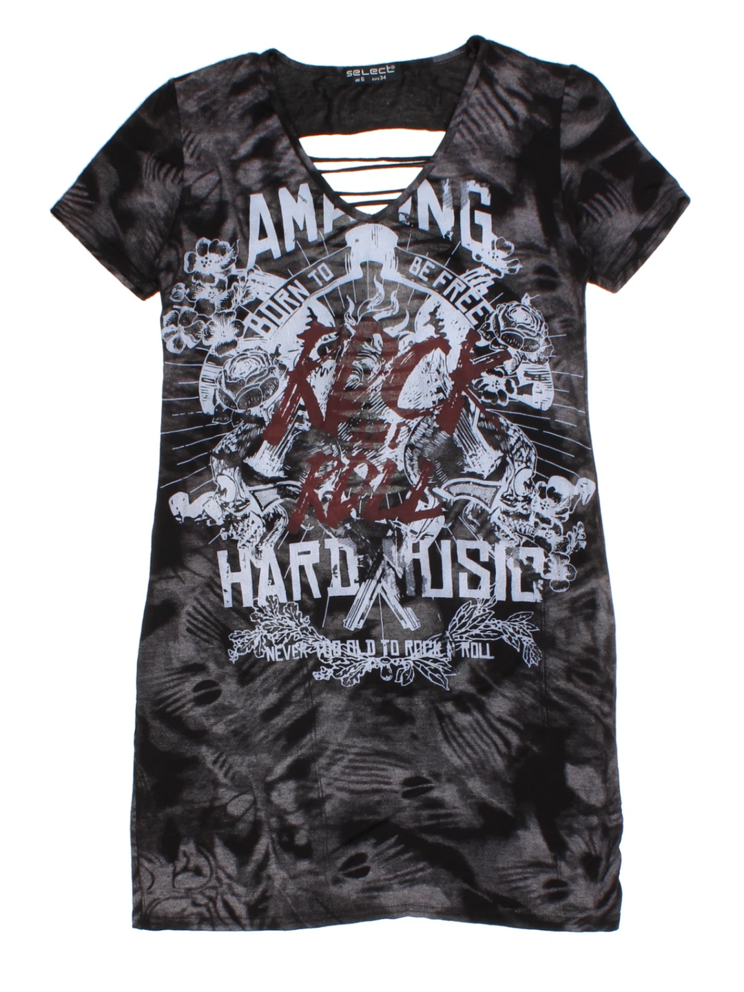 Y2K Black Graphic Open Back T-Shirt (Size S)