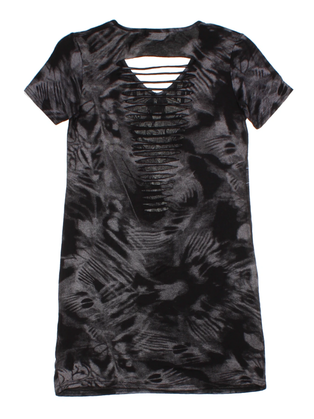 Y2K Black Graphic Open Back T-Shirt (Size S)