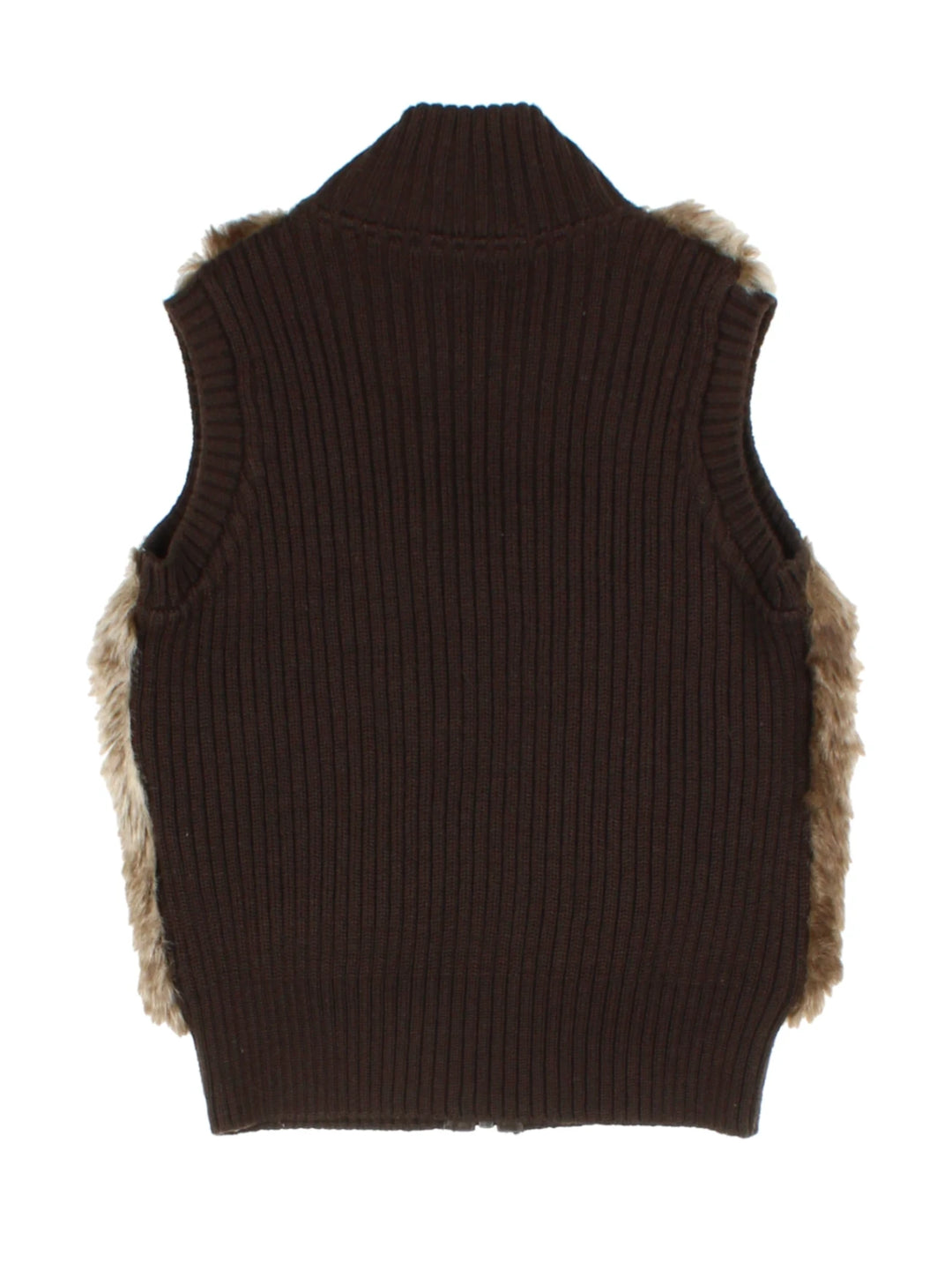 Y2K Brown Faux Fur Gilet (Size XXS)