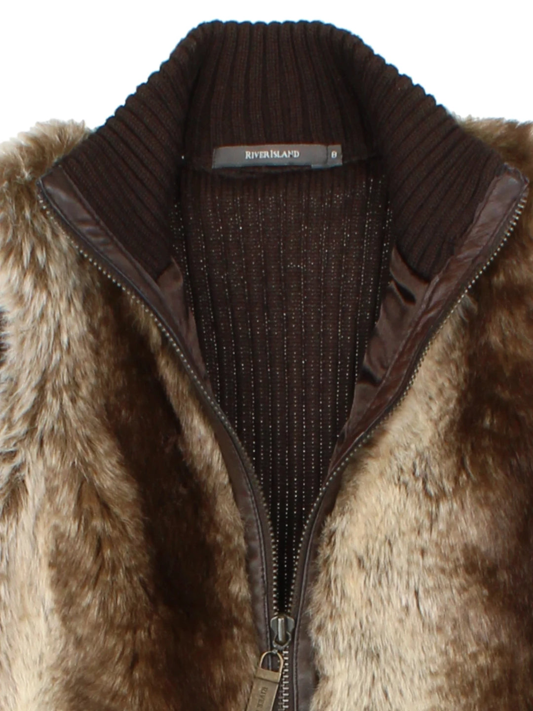 Y2K Brown Faux Fur Gilet (Size XXS)