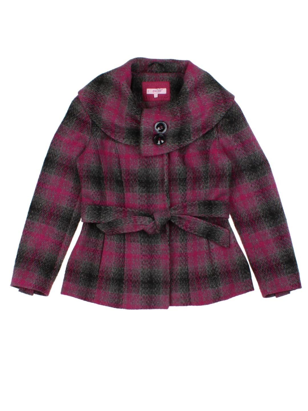 Y2K Pink Check Funnel Neck Jacket (Size S)