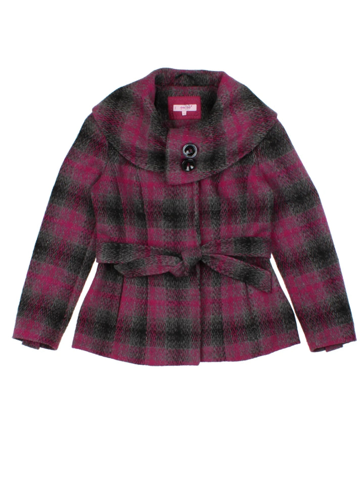Y2K Pink Check Funnel Neck Jacket (Size S)