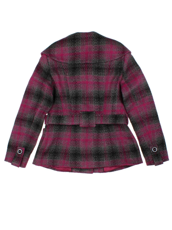 Y2K Pink Check Funnel Neck Jacket (Size S)