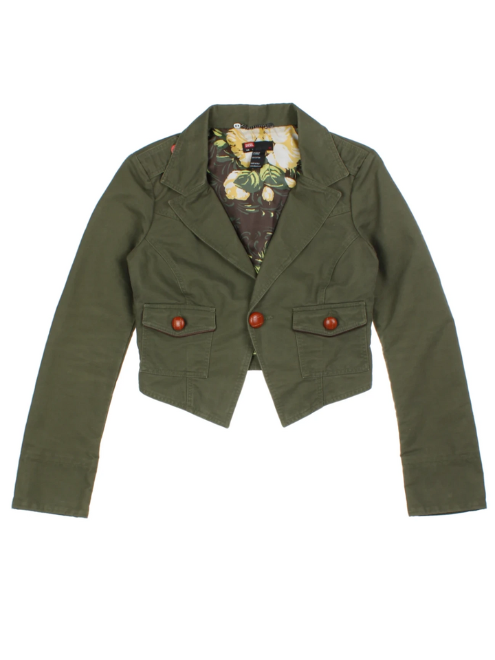 Y2K Diesel Cropped Green Military Jacket (Size S)