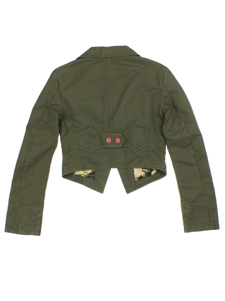 Y2K Diesel Cropped Green Military Jacket (Size S)