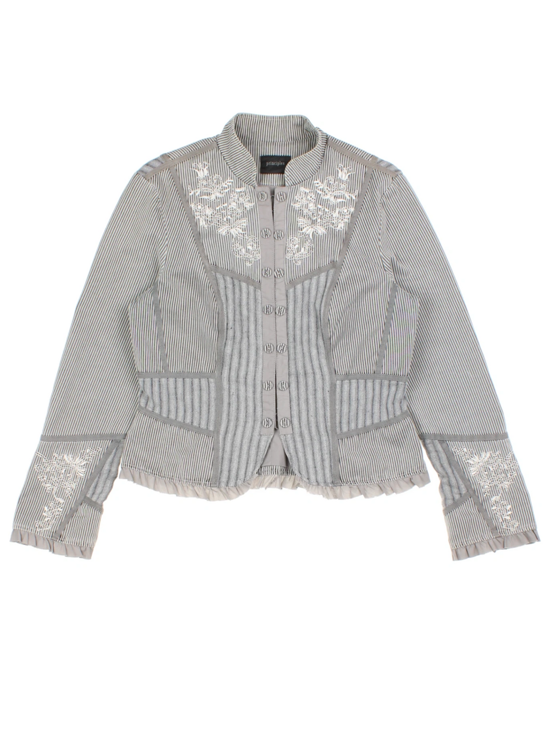 Y2K Grey Mandarin Neck Jacket (Size M)