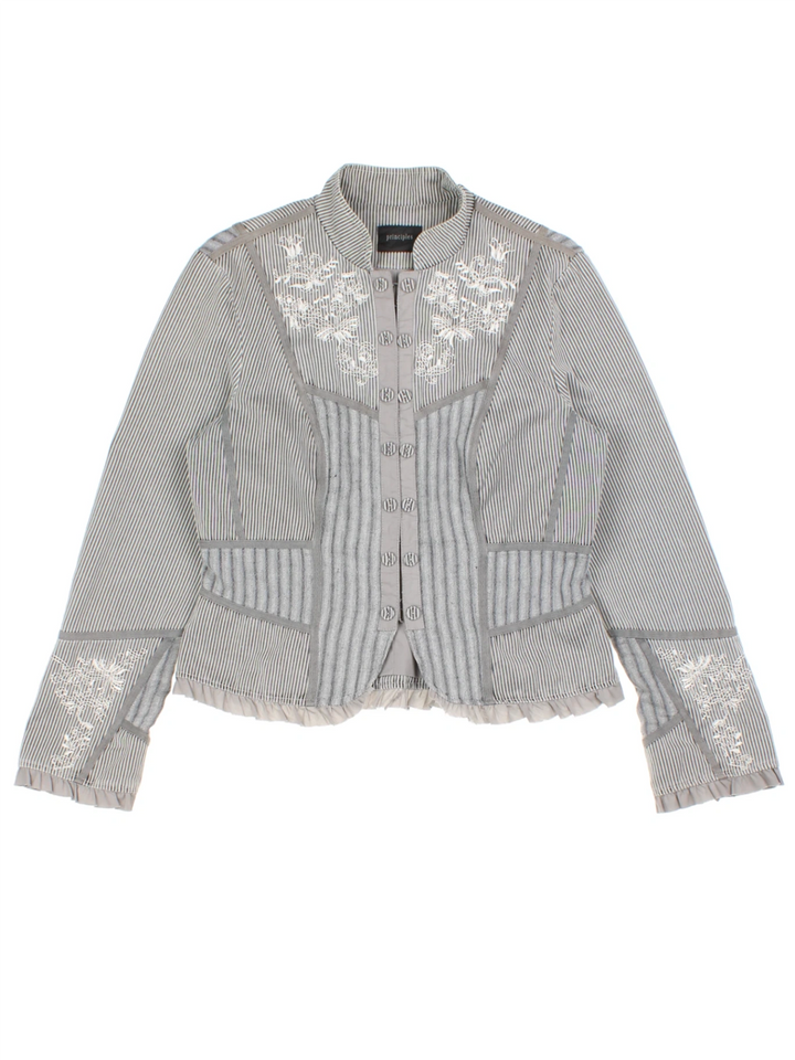 Y2K Grey Mandarin Neck Jacket (Size M)