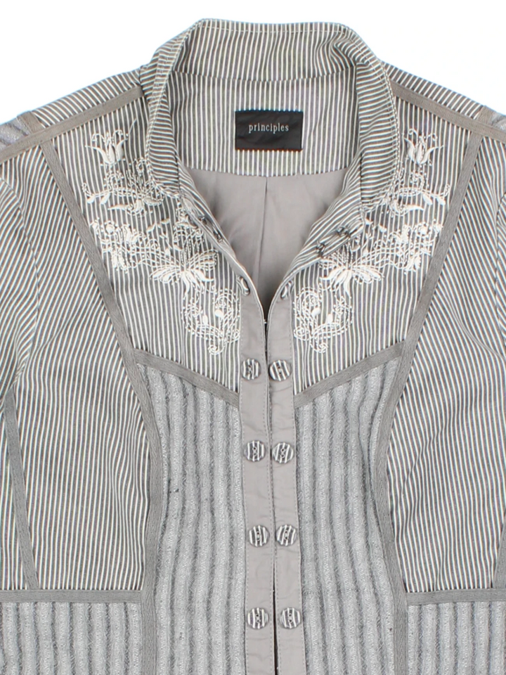 Y2K Grey Mandarin Neck Jacket (Size M)