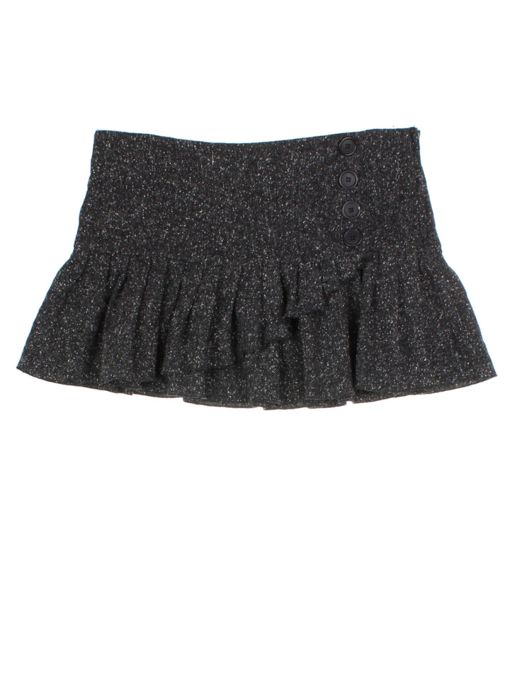 Y2K Grey Textured Pleated Mini Skirt (Size L)