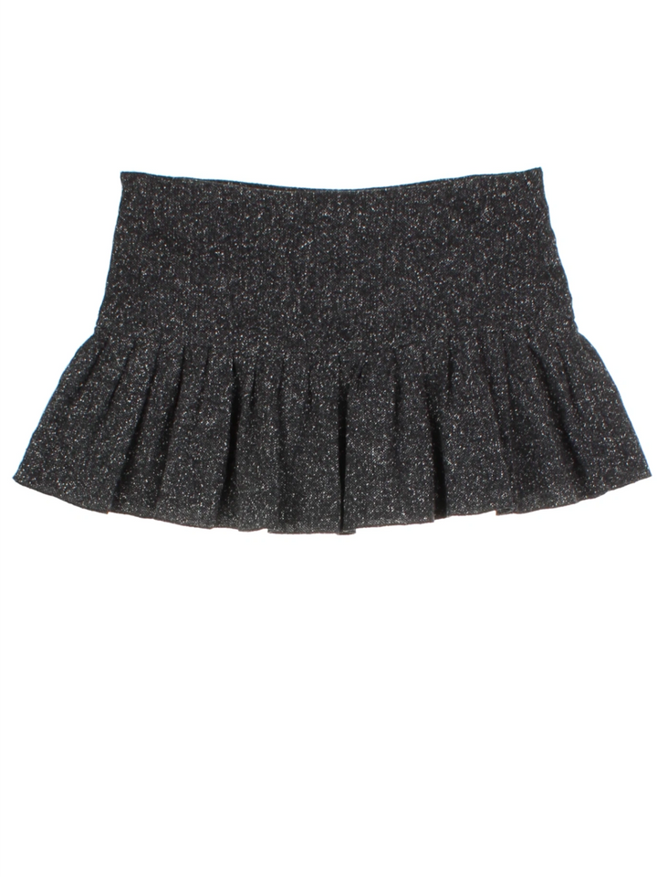 Y2K Grey Textured Pleated Mini Skirt (Size L)