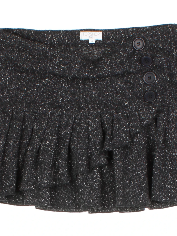 Y2K Grey Textured Pleated Mini Skirt (Size L)