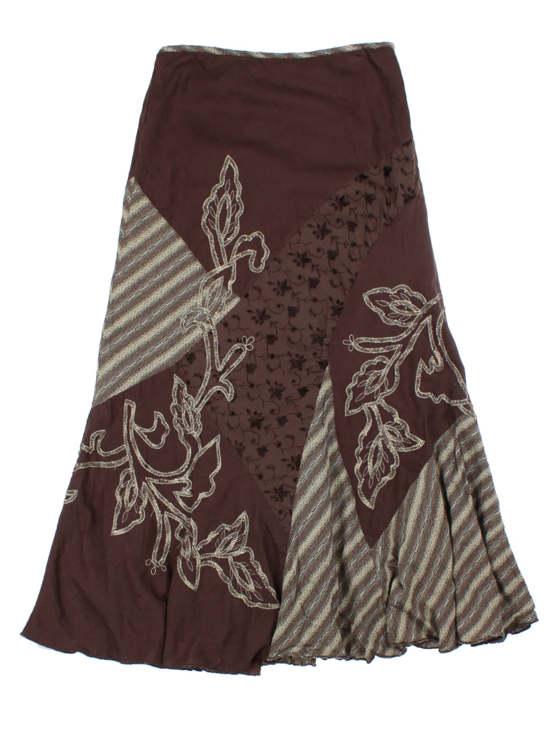 Y2K Brown Layered Midi Skirt (Size M)