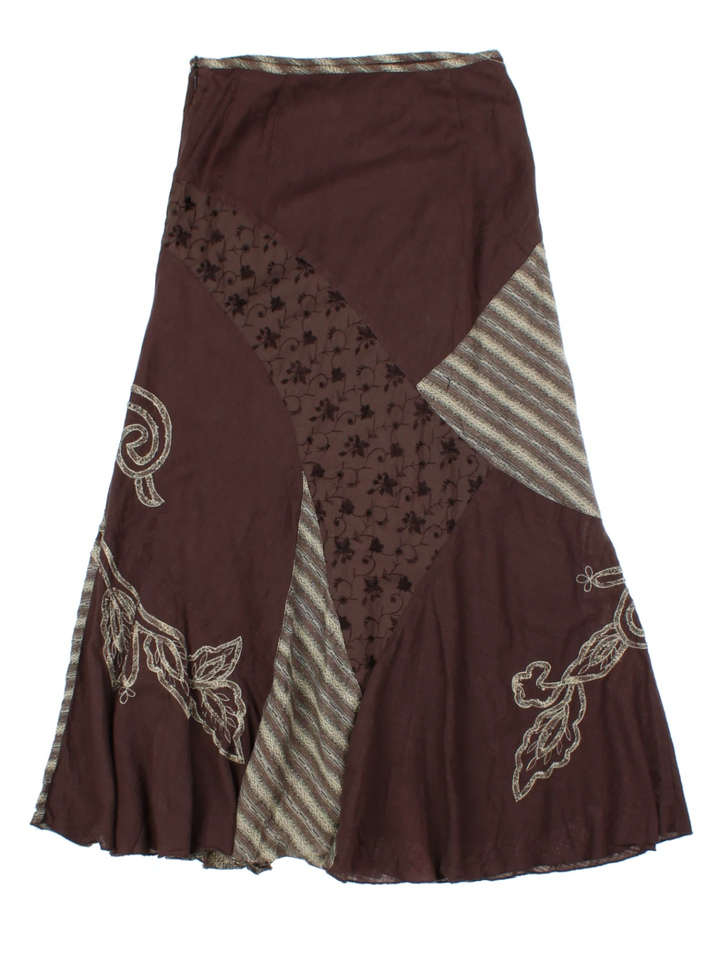 Y2K Brown Layered Midi Skirt (Size M)