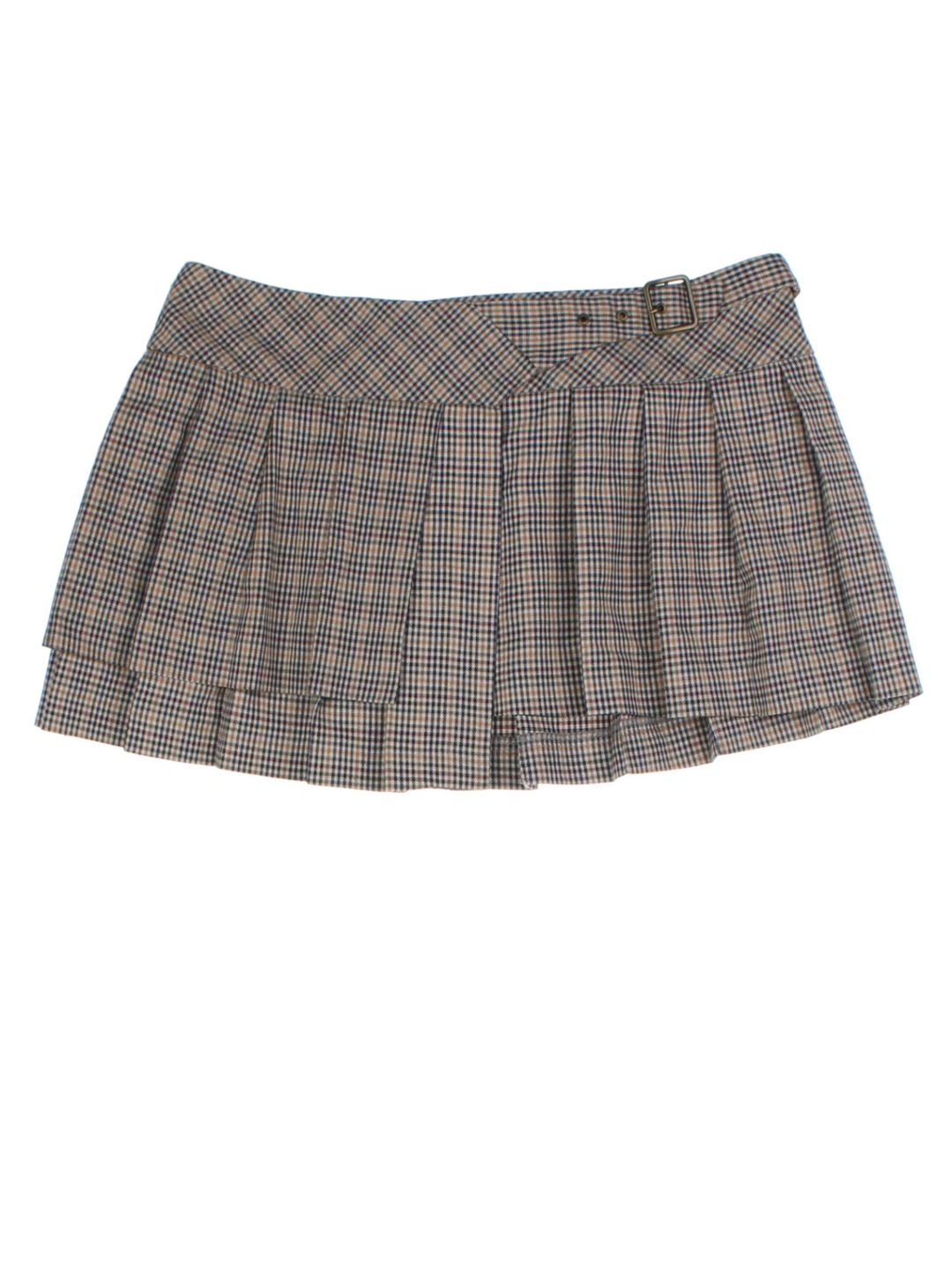 Y2K Brown Pleated Mini Skirt (Size L)