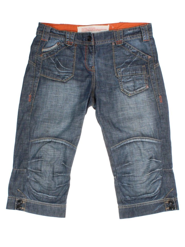 Y2K Blue Cropped Capri Jeans (Size L)