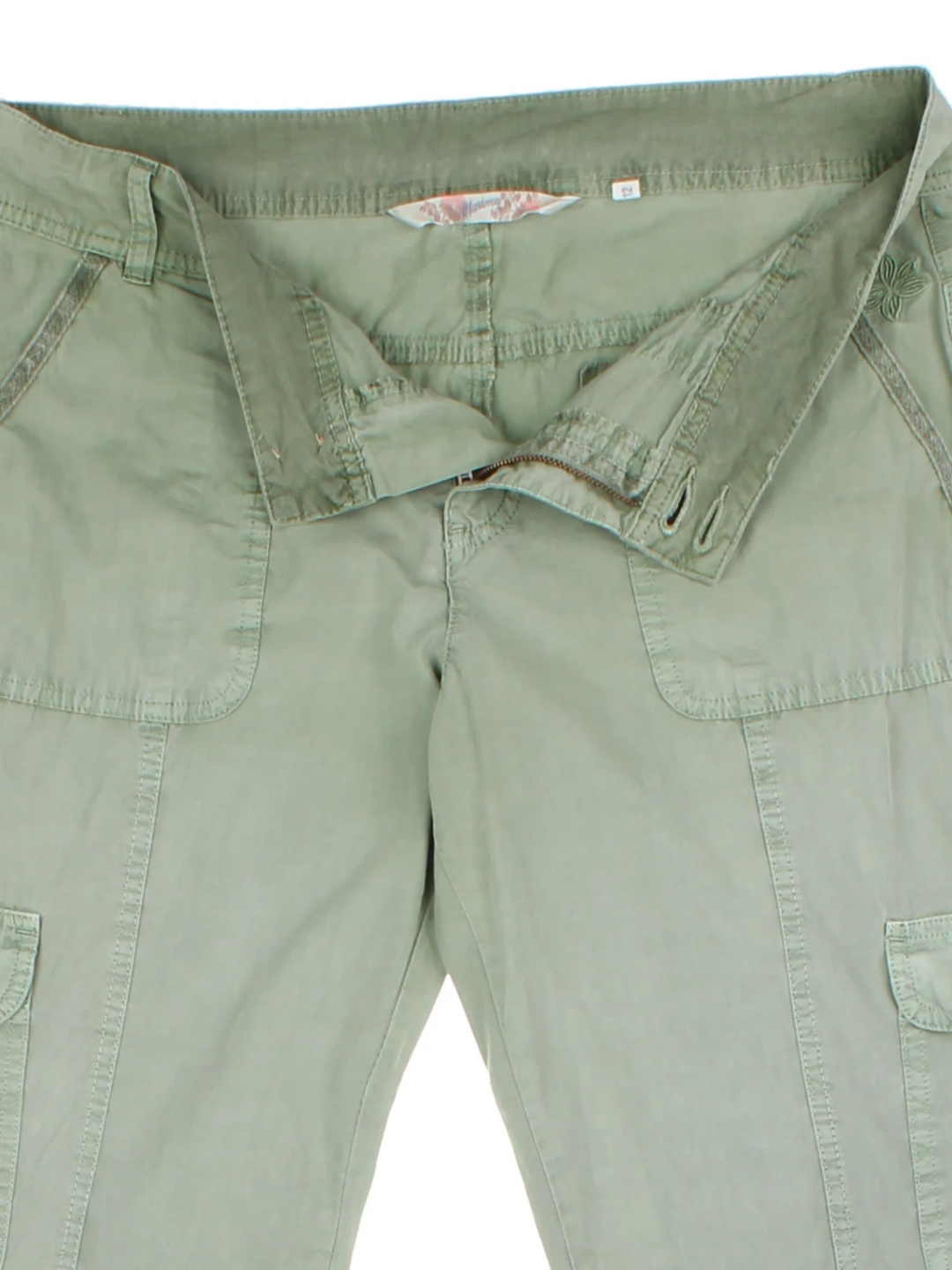 Y2K Green Cargo Capri Trousers (Size L)