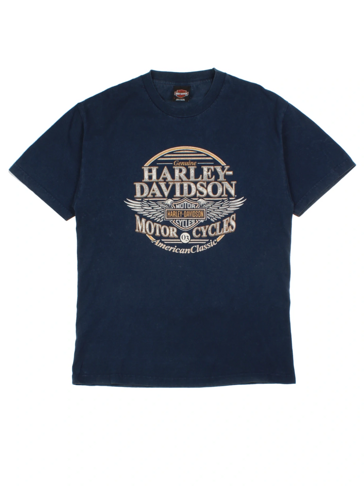 Harley-Davidson Hetren Navy Graphic T-Shirt (Size M)