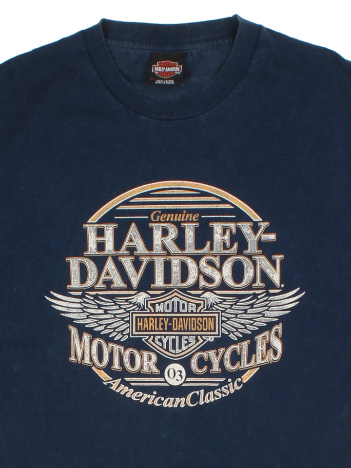 Harley-Davidson Hetren Navy Graphic T-Shirt (Size M)