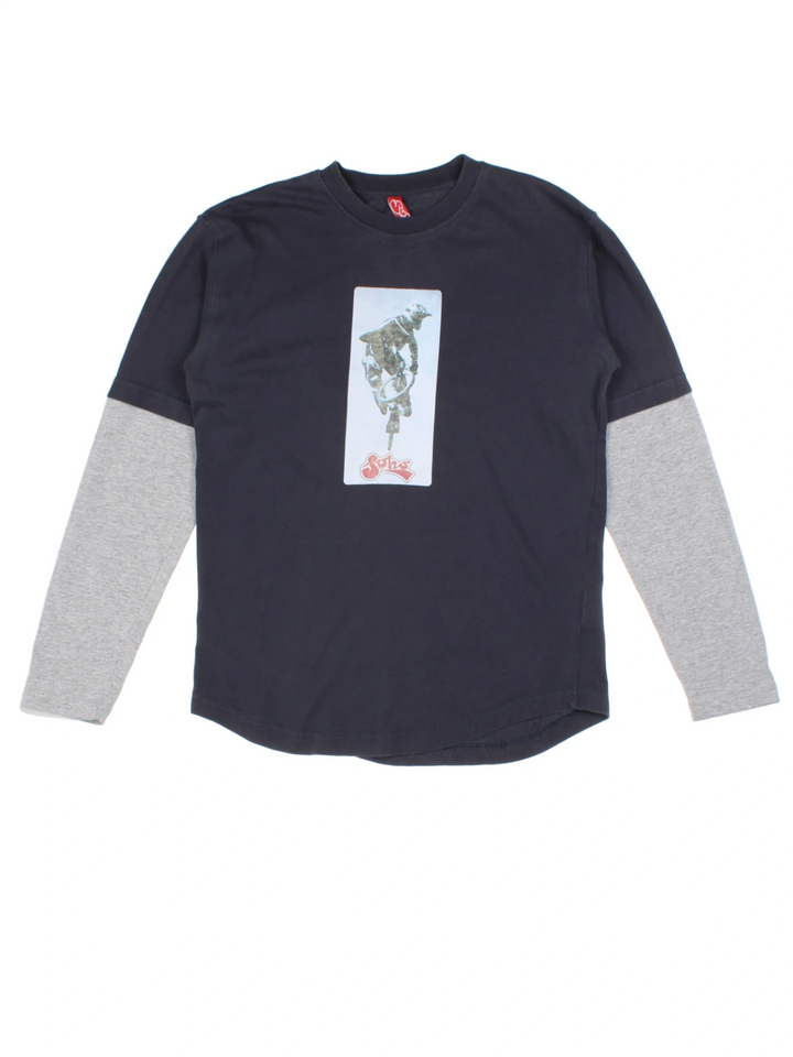 Vintage Navy Layered Crew T-Shirt (Size S)