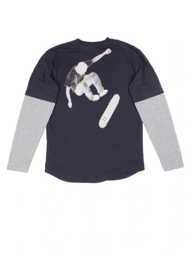 Vintage Navy Layered Crew T-Shirt (Size S)