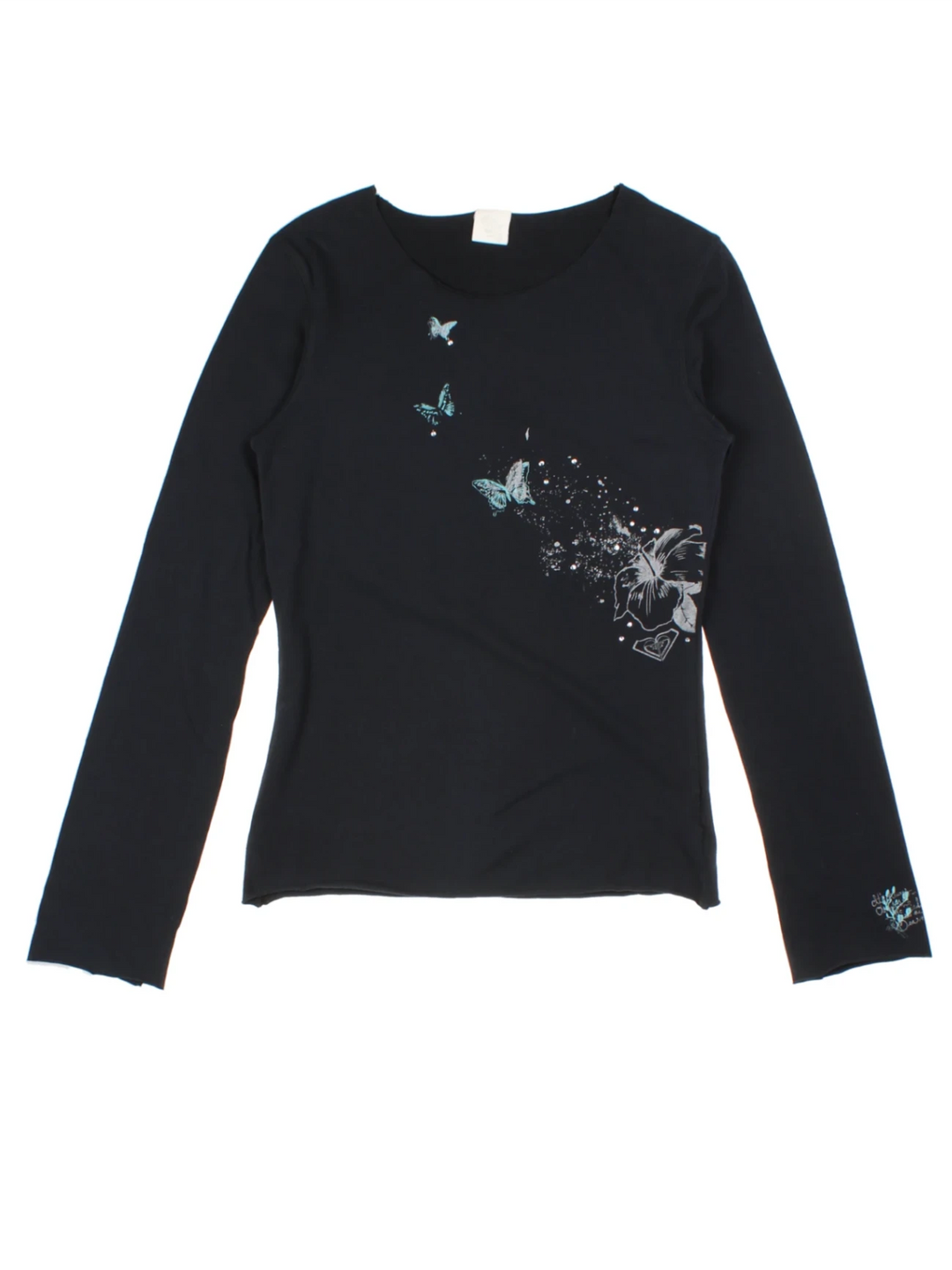 Y2K Roxy Black Long Sleeve Crew T-Shirt (Size M)