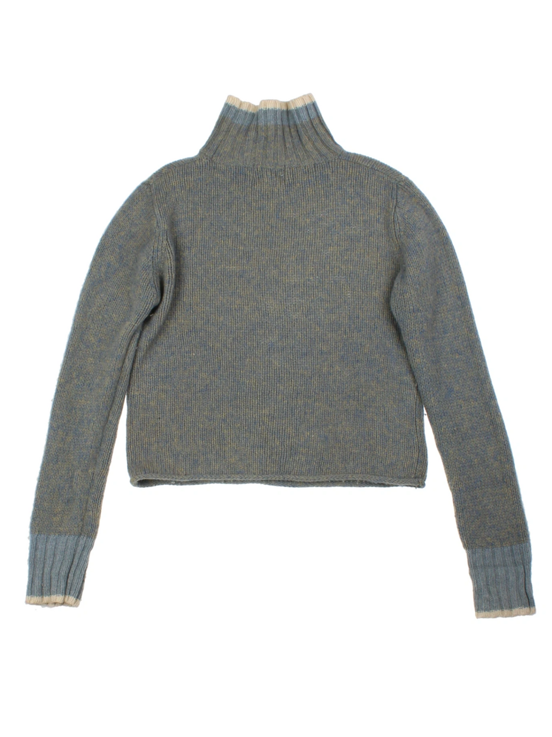 90s Thomas Burberry Blue Wool Turtle Neck Sweater (Size M)