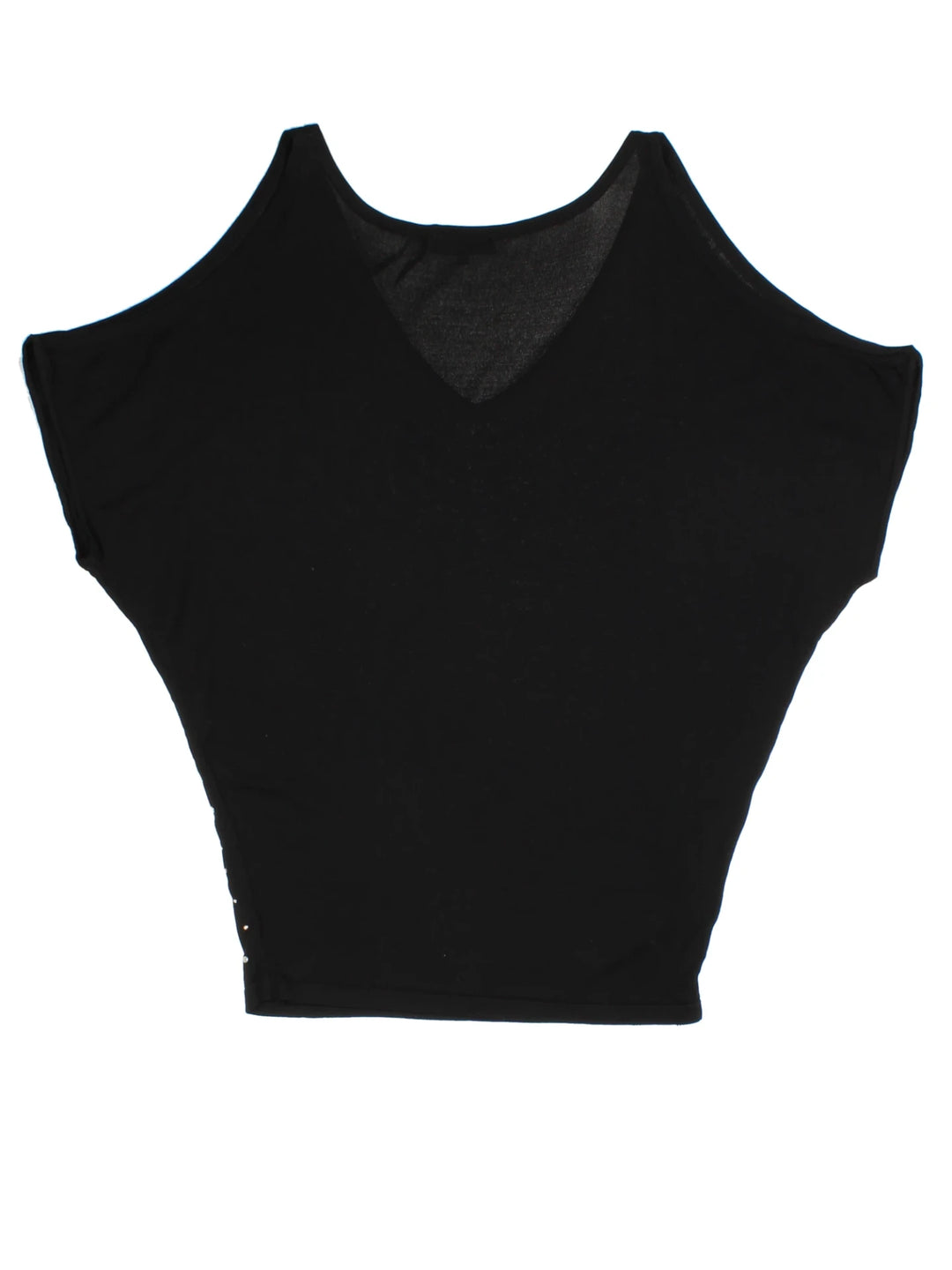 Y2K Morgan Black Embellished V-Neck Top (Size M)
