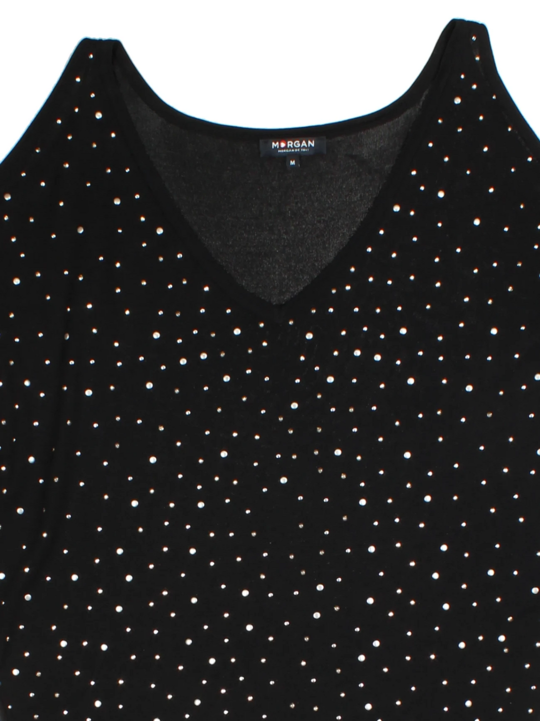 Y2K Morgan Black Embellished V-Neck Top (Size M)