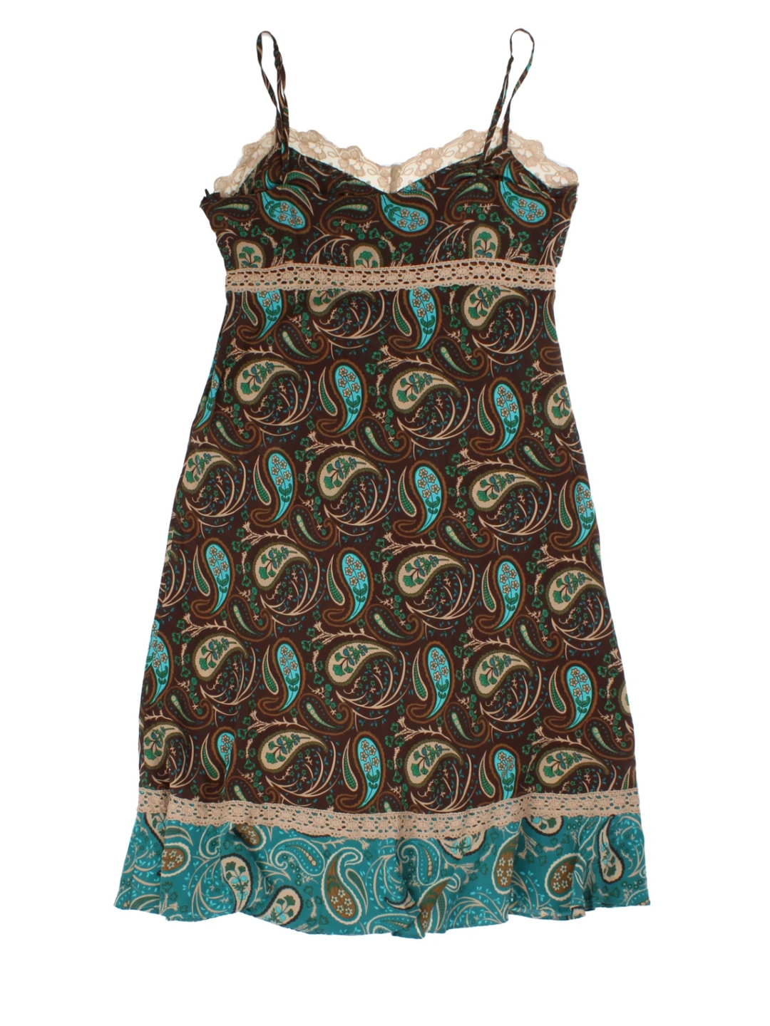 Y2K Brown Paisley Midi Dress (Size M)