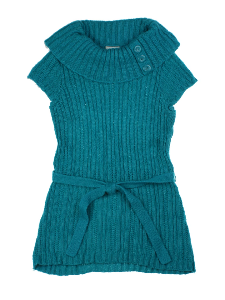 Y2K Teal Sleeveless Knit Dress (Size M)