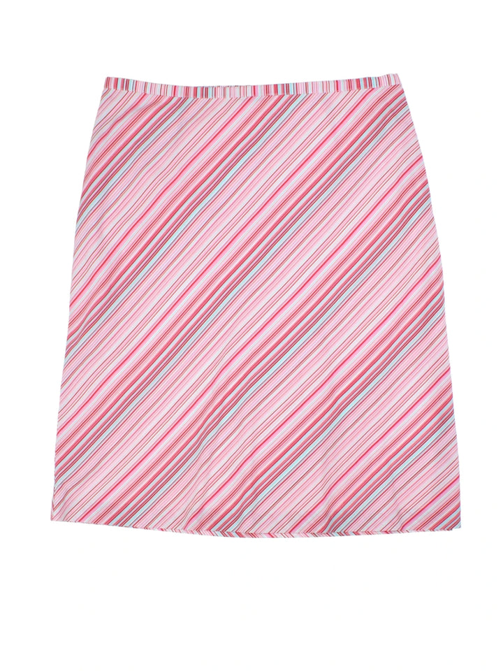 Y2K Oasis Pink Stripe Mini Skirt (Size L)