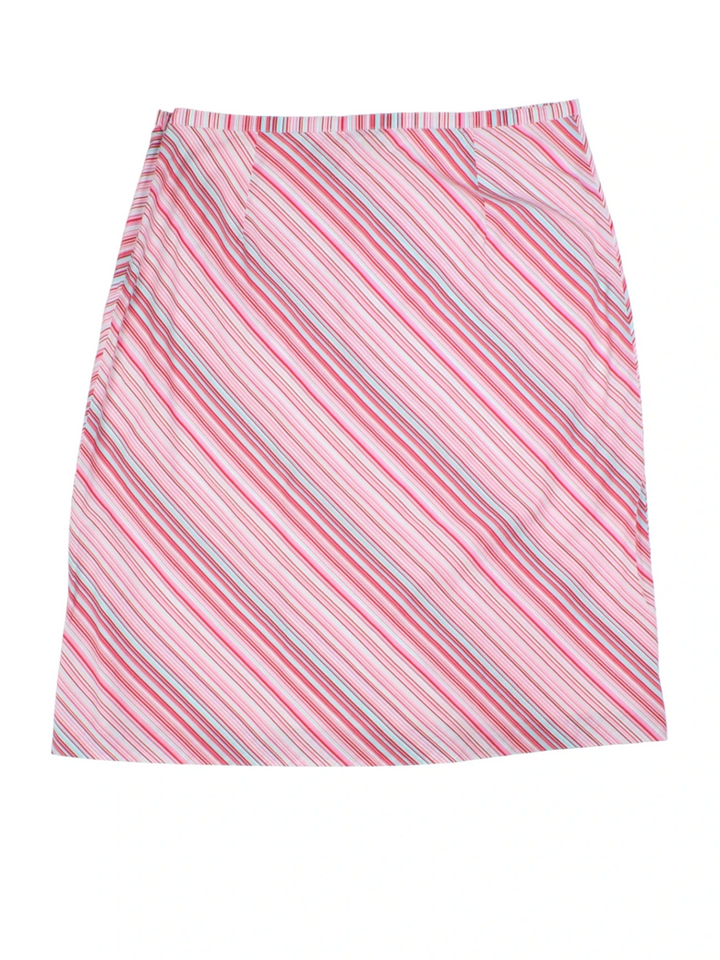 Y2K Oasis Pink Stripe Mini Skirt (Size L)