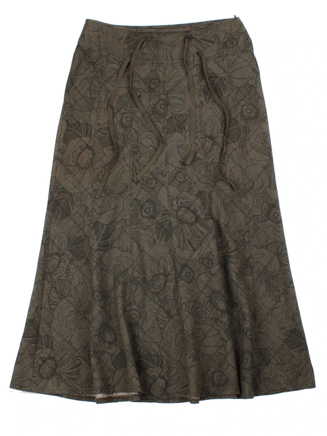 Y2K Per Una Floral Brown Midi Skirt (Size M)