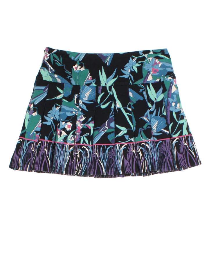 Y2K Custo Black Tropical Print Mini Skirt (Size S)
