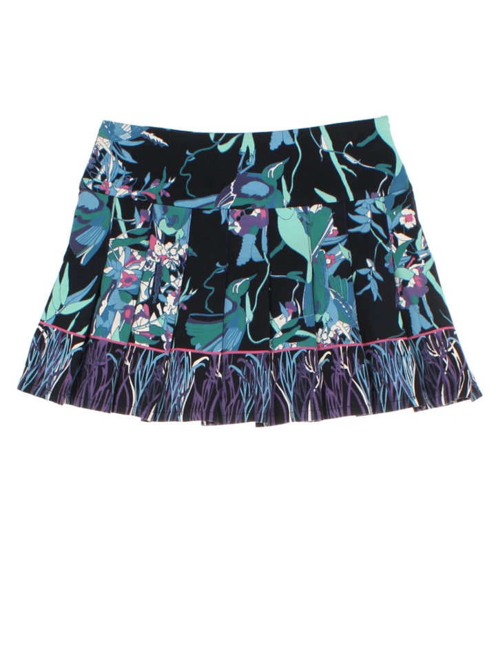 Y2K Custo Black Tropical Print Mini Skirt (Size S)