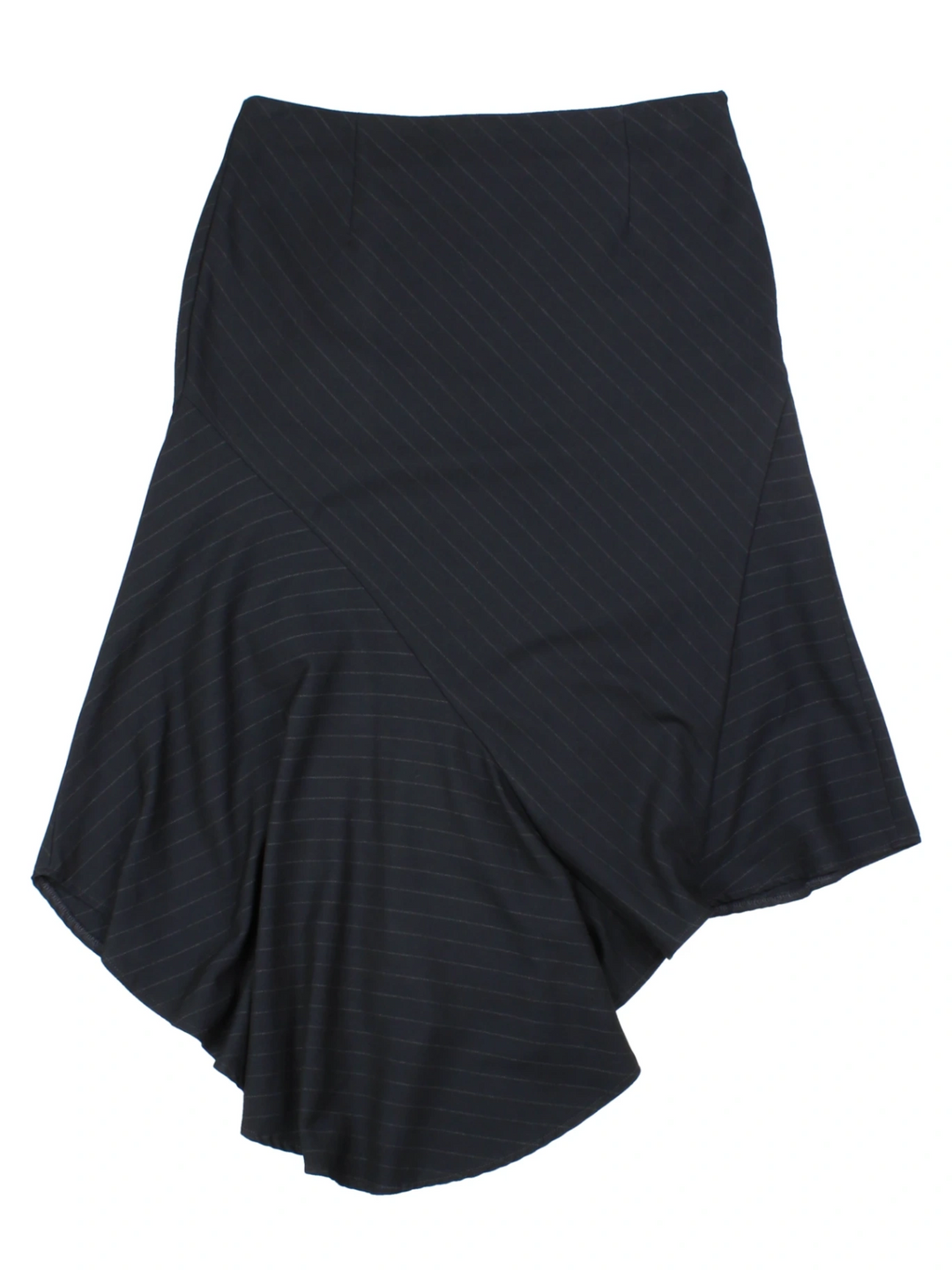 Y2K Pinstripe Blue Asymmetrical Midi Skirt (Size M)